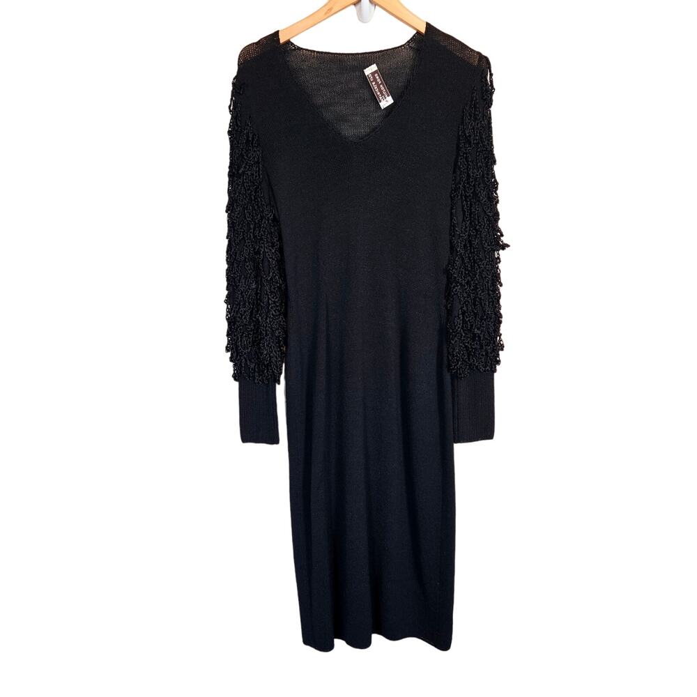 Milton Ford For Patricele LTD Black Long Sleeve Knit Dress Vintage‎ Whimsygoth